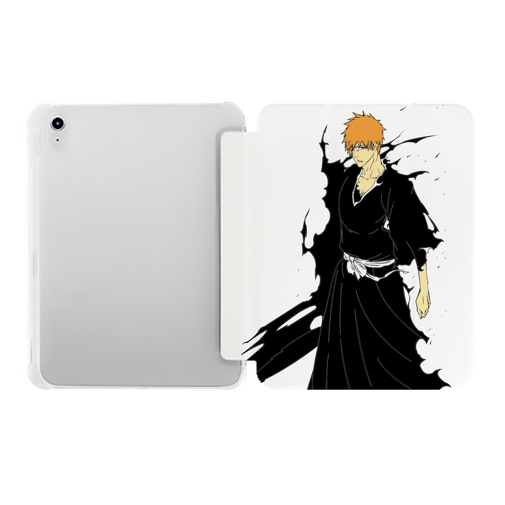 （画像用） ブリーチ 黒崎一護（くろさき いちご）BLEACH Kurosaki Ichigo IPad ケース ペン収納付き 三つ折りスタンド PUレザー×シリコン 対応機種9.5/10.5/10.9インチ